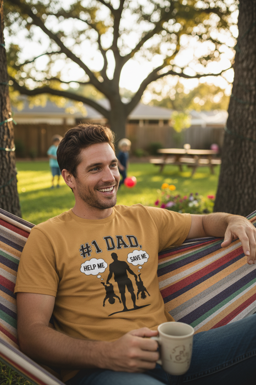#1 Dad Silhouette T-Shirt Lifestyle Photo
