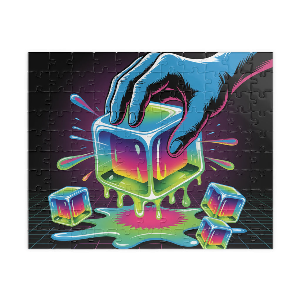 Neon Meltdown Puzzle — Vibrant Ice Cube Art Jigsaw (110–1014 pcs)