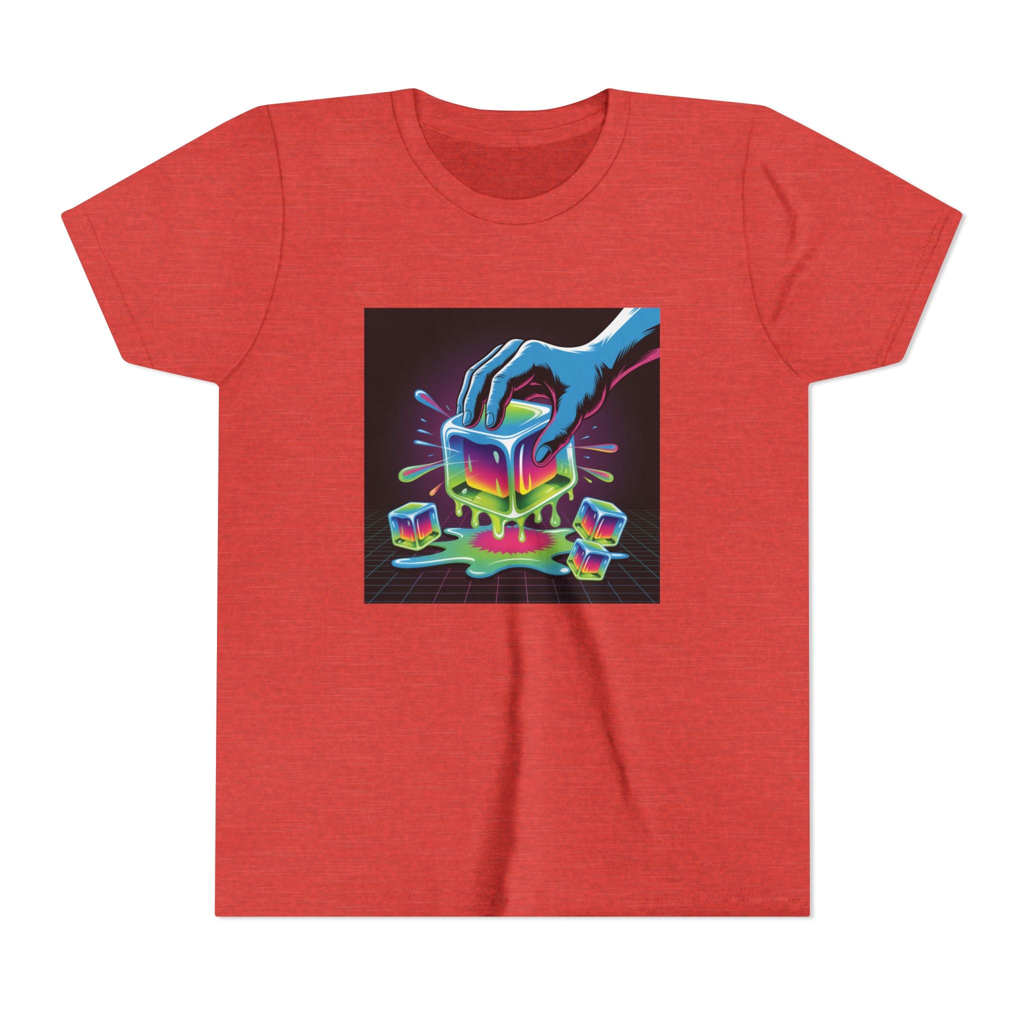Youth Tee — Neon Melting Ice Cube Graphic
