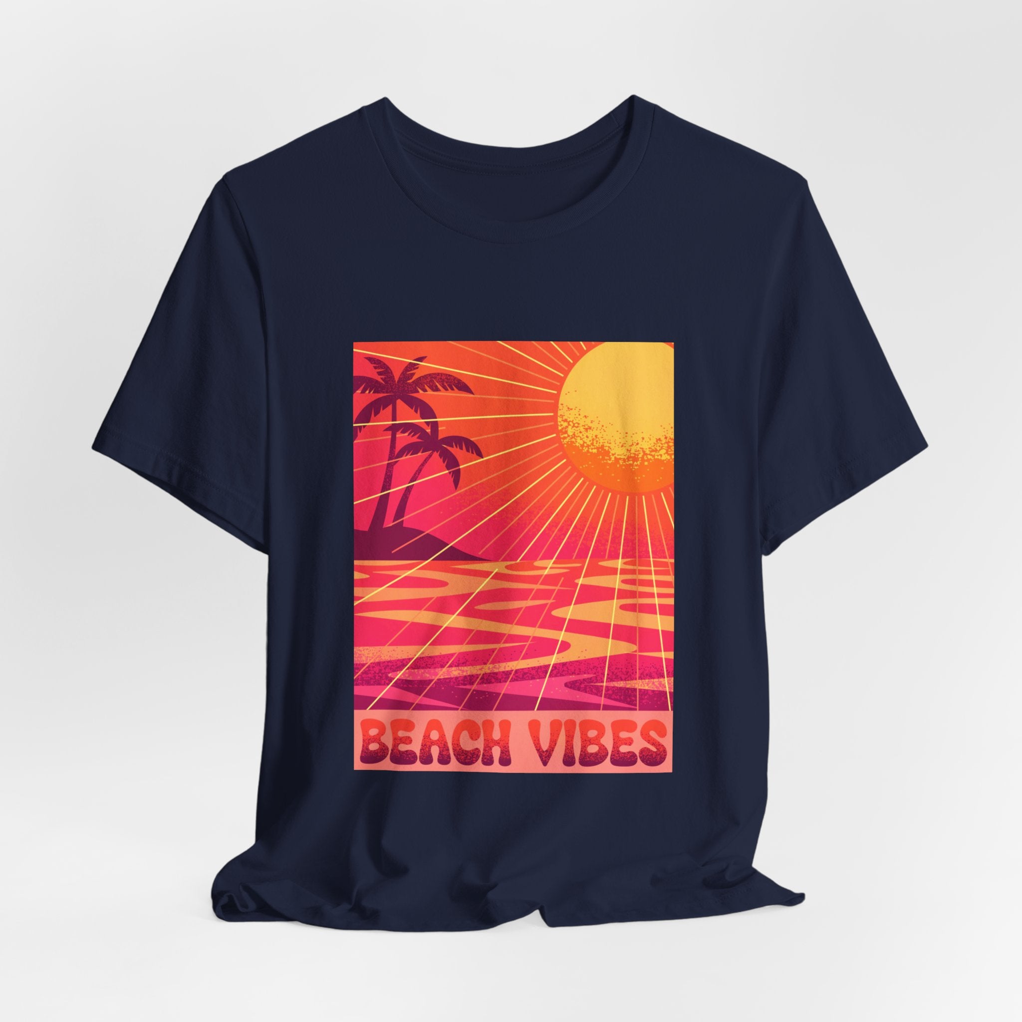 Beach Vibes Retro Sunset Palm Graphic Tee