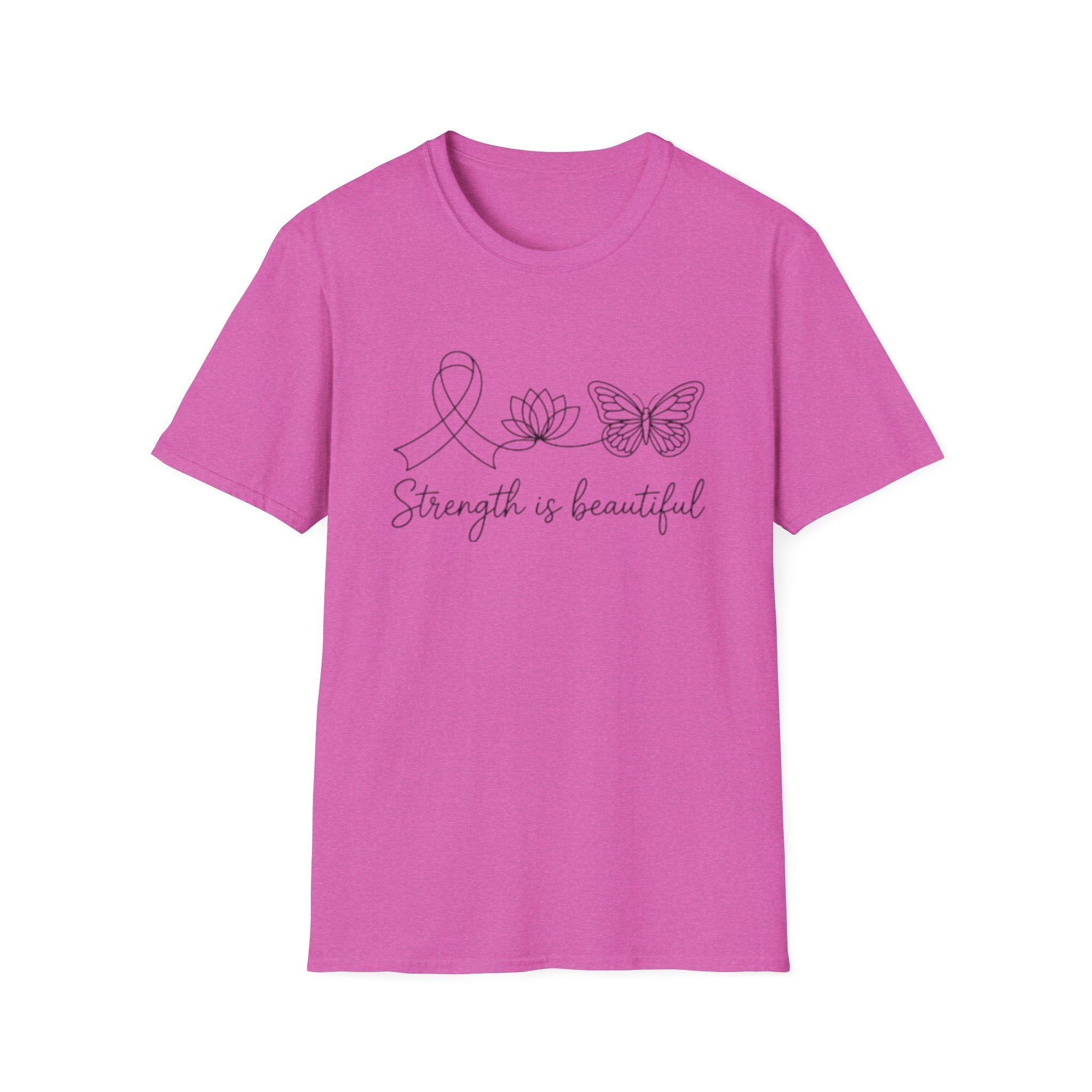 Strength Is Beautiful T-Shirt — Ribbon Lotus Butterfly Awareness Tee