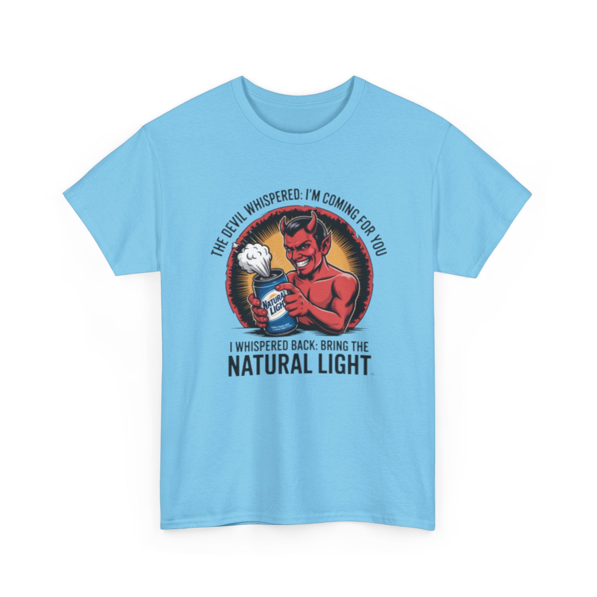 Devil Holding Beer Can, Natty Natural Light Beer T-Shirt | Natural Light Beer