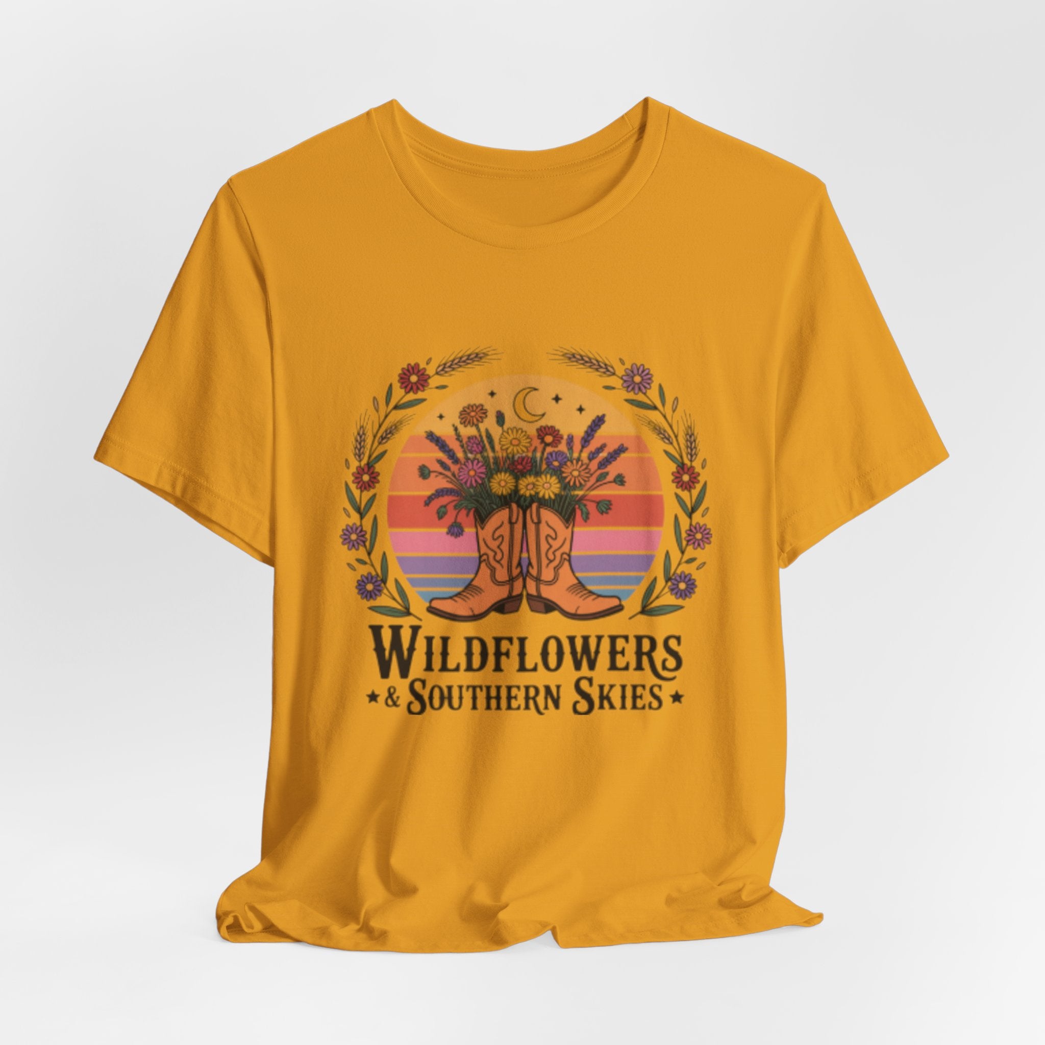 Wildflowers & Southern Skies Cowboy Boots Floral Tee