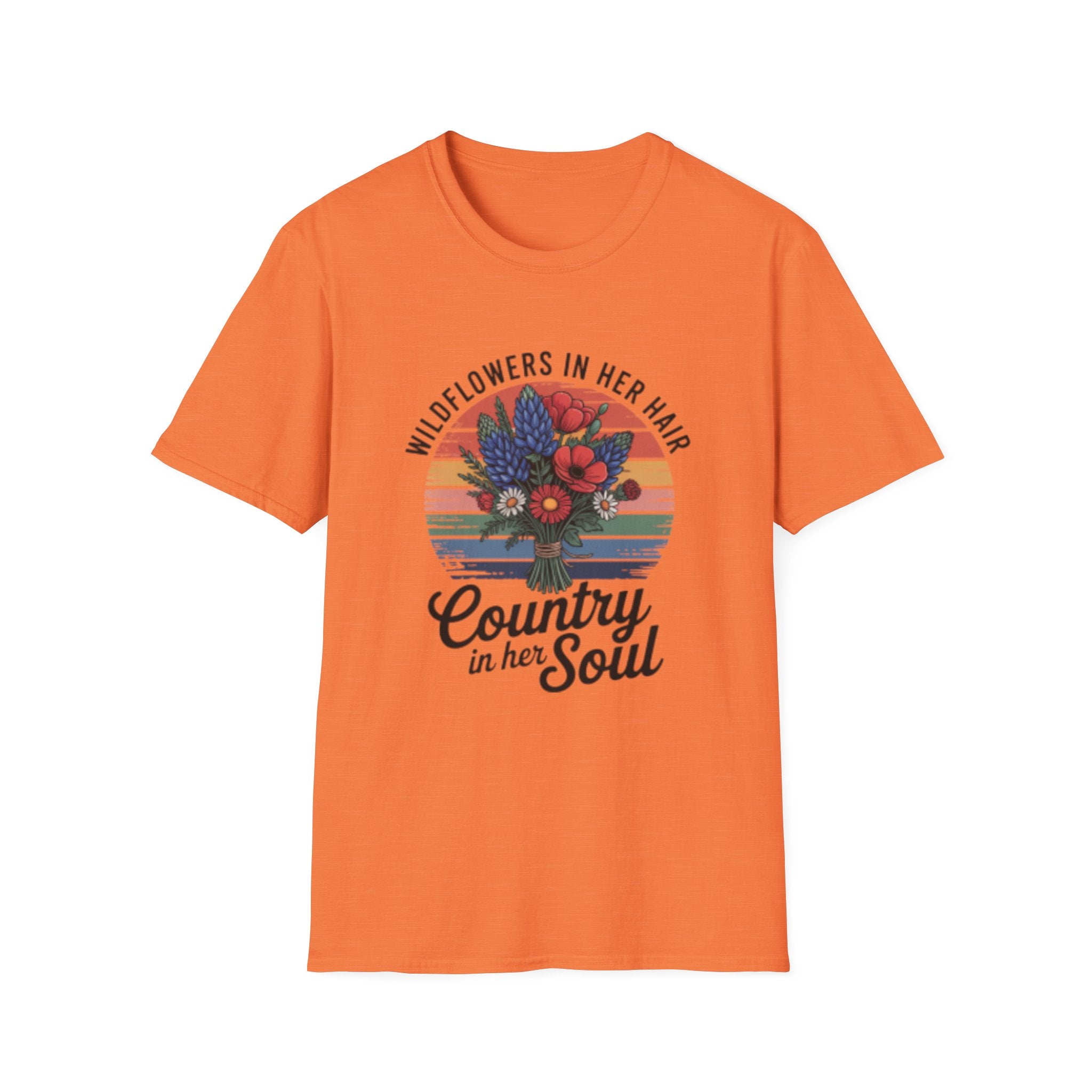 Wildflowers In Her Hair T-Shirt | Country In Her Soul Floral Retro