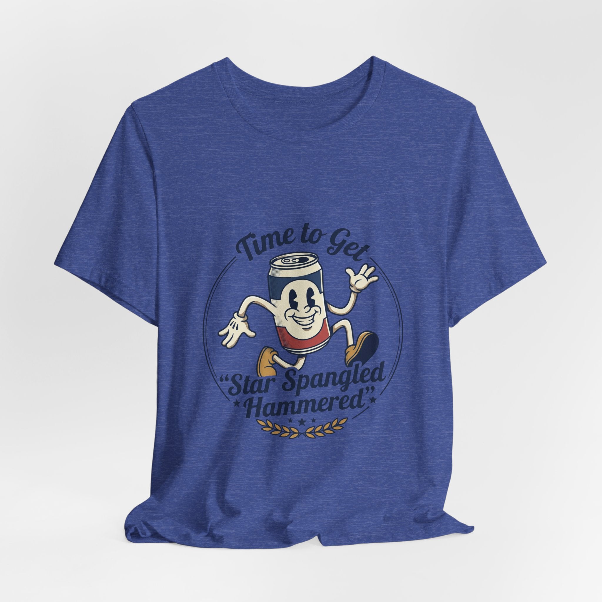 Star Spangled Hammered Beer Can Patriotic Tee