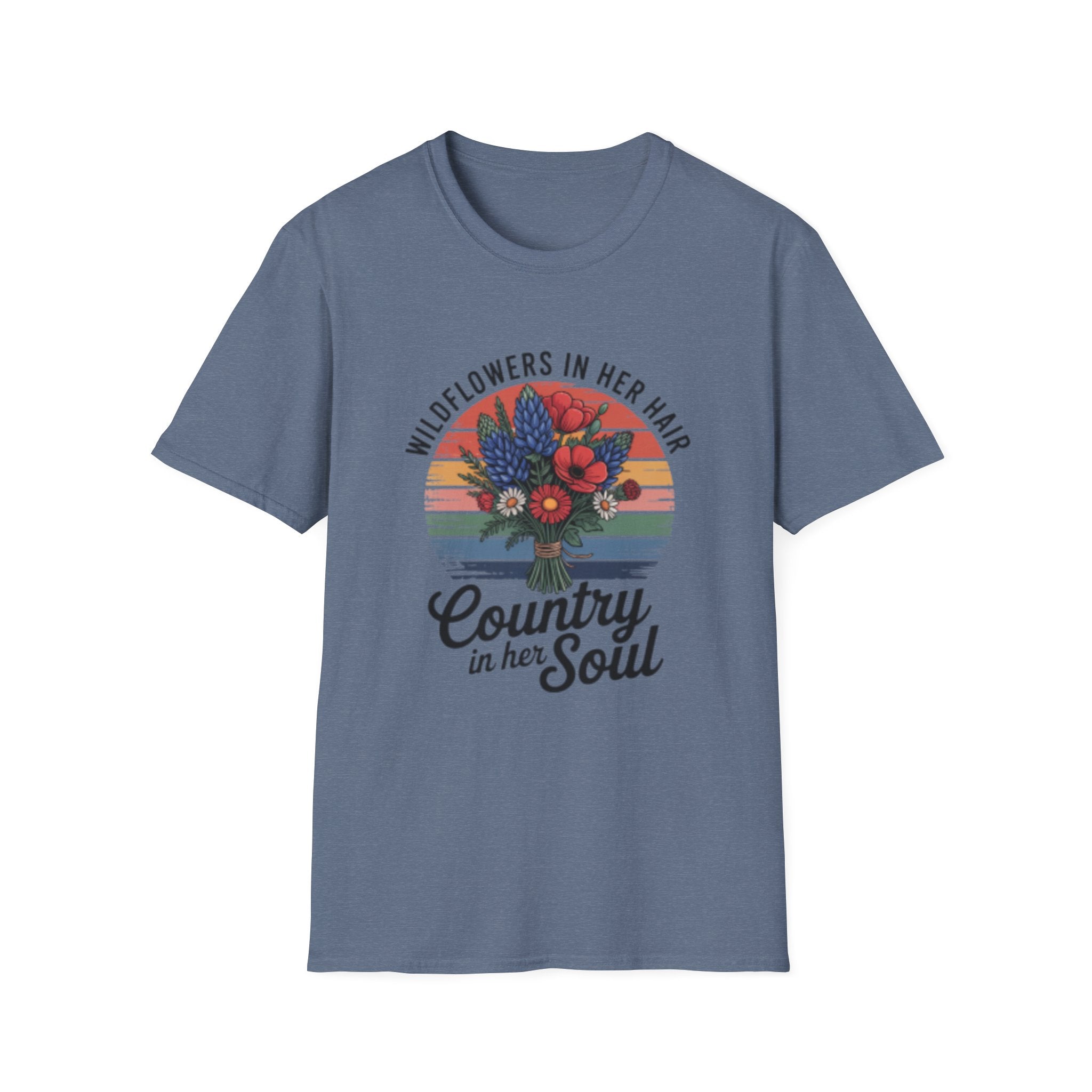 Wildflowers In Her Hair T-Shirt | Country In Her Soul Floral Retro
