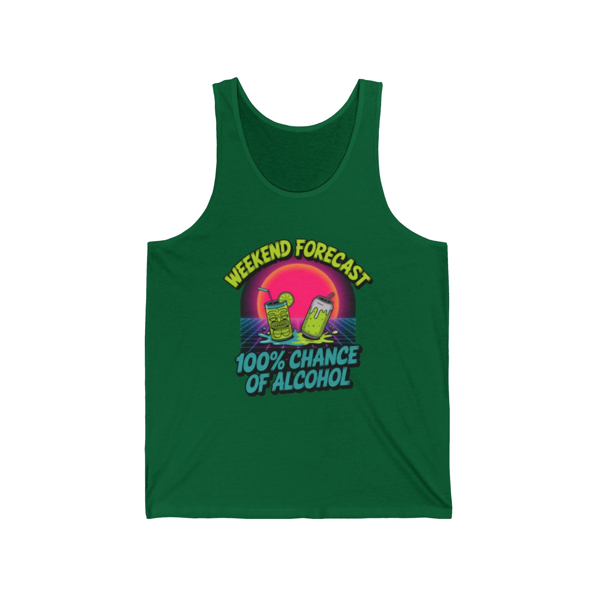 Weekend Forecast 100% Chance of Alcohol Tank, Summer Graphic Tank