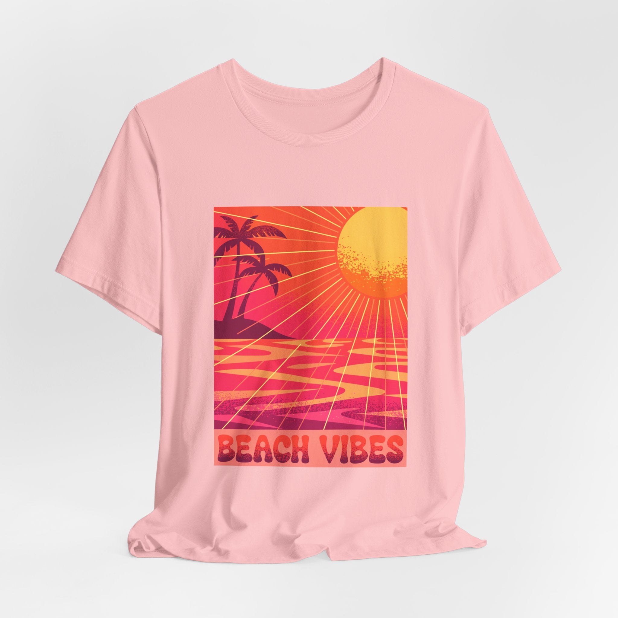 Beach Vibes Retro Sunset Palm Graphic Tee