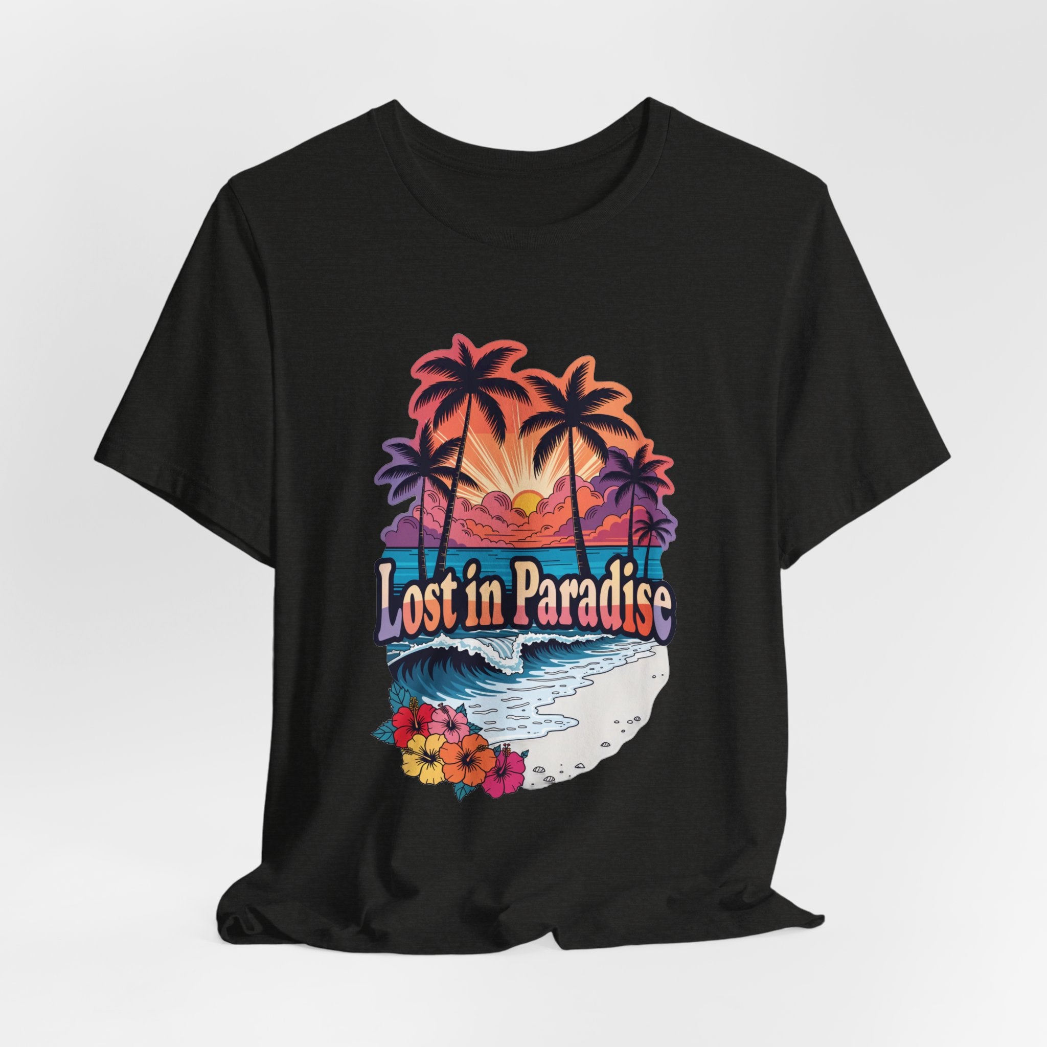 Lost in Paradise Tropical Beach Sunset Tee