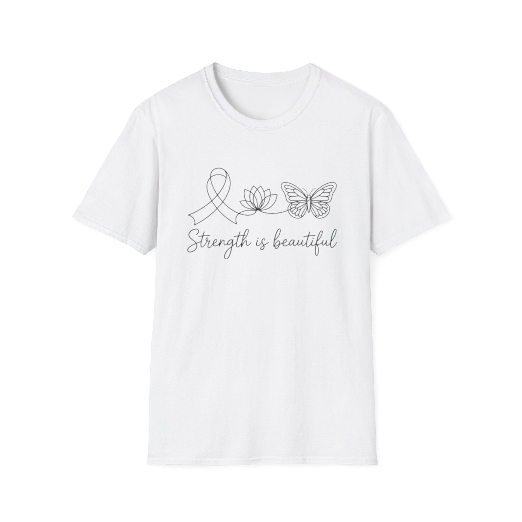 Strength Is Beautiful T-Shirt — Ribbon Lotus Butterfly Awareness Tee