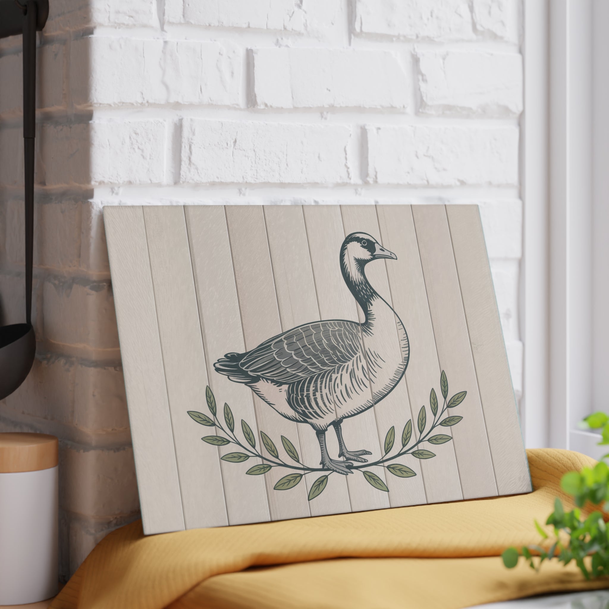 Vintage Canada Goose Glass Cutting Board | Farmhouse Bird Kitchen Decor