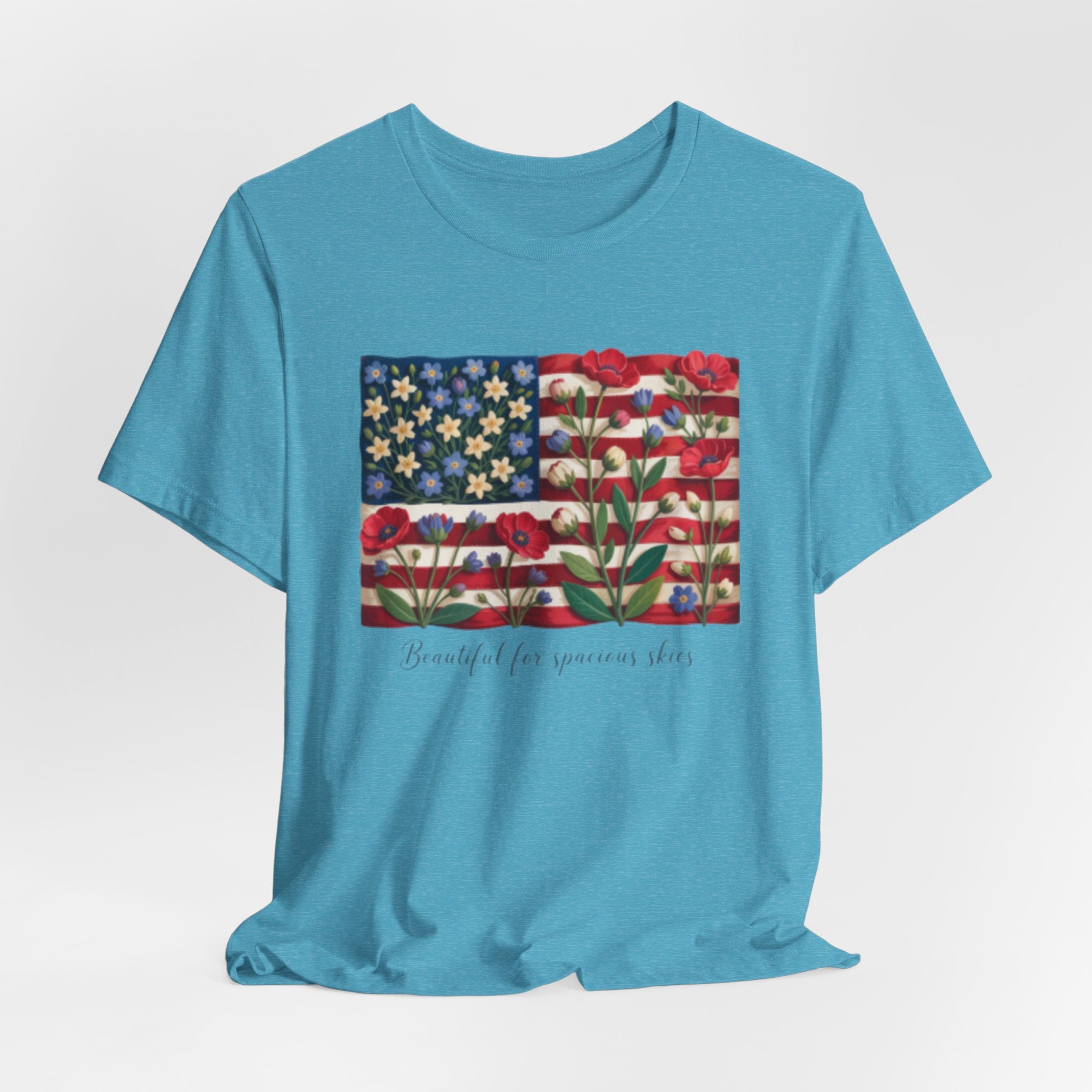 Patriotic Floral Flag T-Shirt — "Beautiful for Generations" Graphic Tee