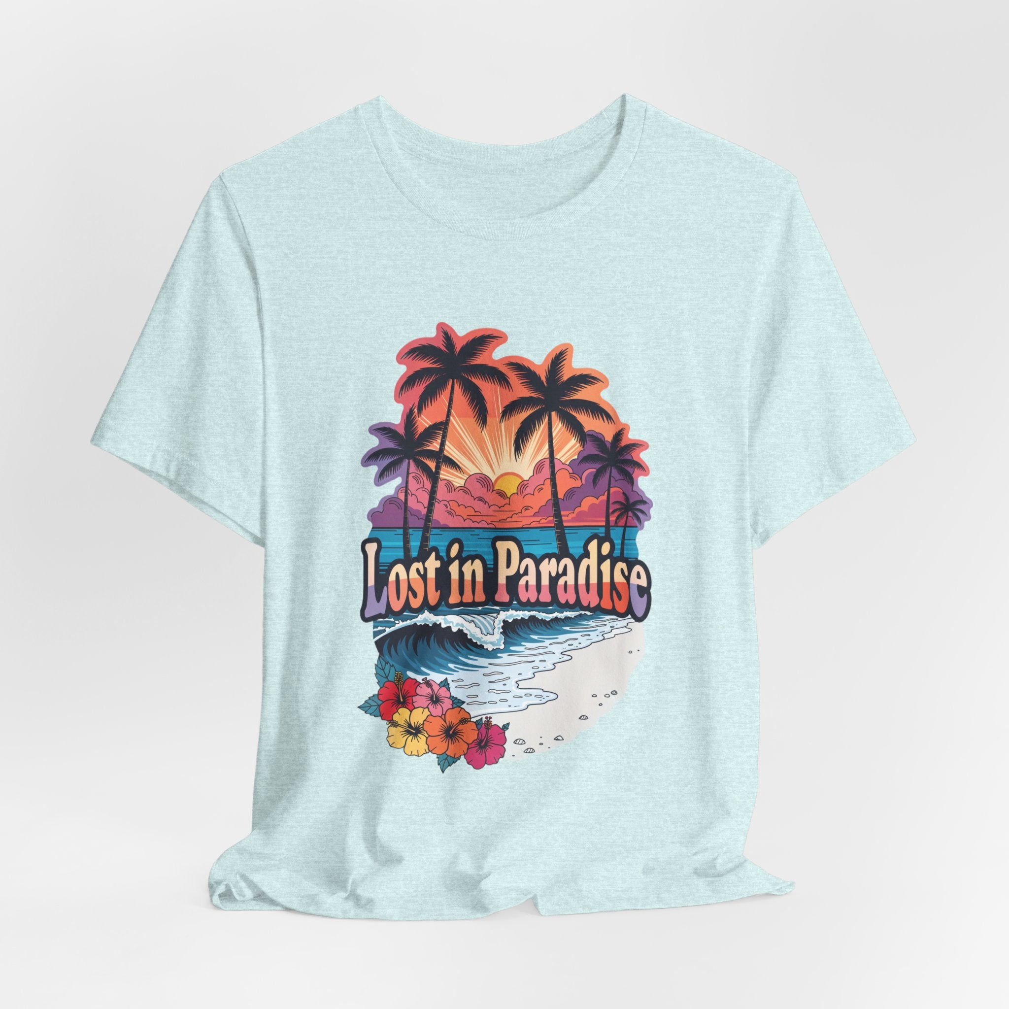 Lost in Paradise Tropical Beach Sunset Tee