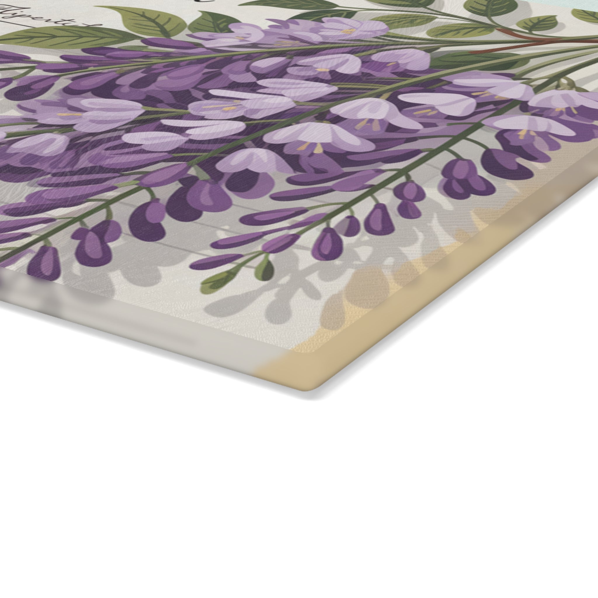 Lavender Wisteria Recipe Glass Cutting Board | Floral Kitchen Decor