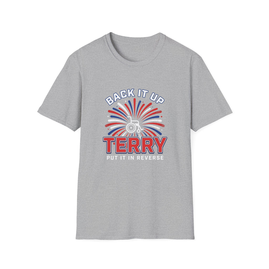 T-Shirt — "Back It Up" Reverse Wheelchair Pride Tee (Custom Name Option)