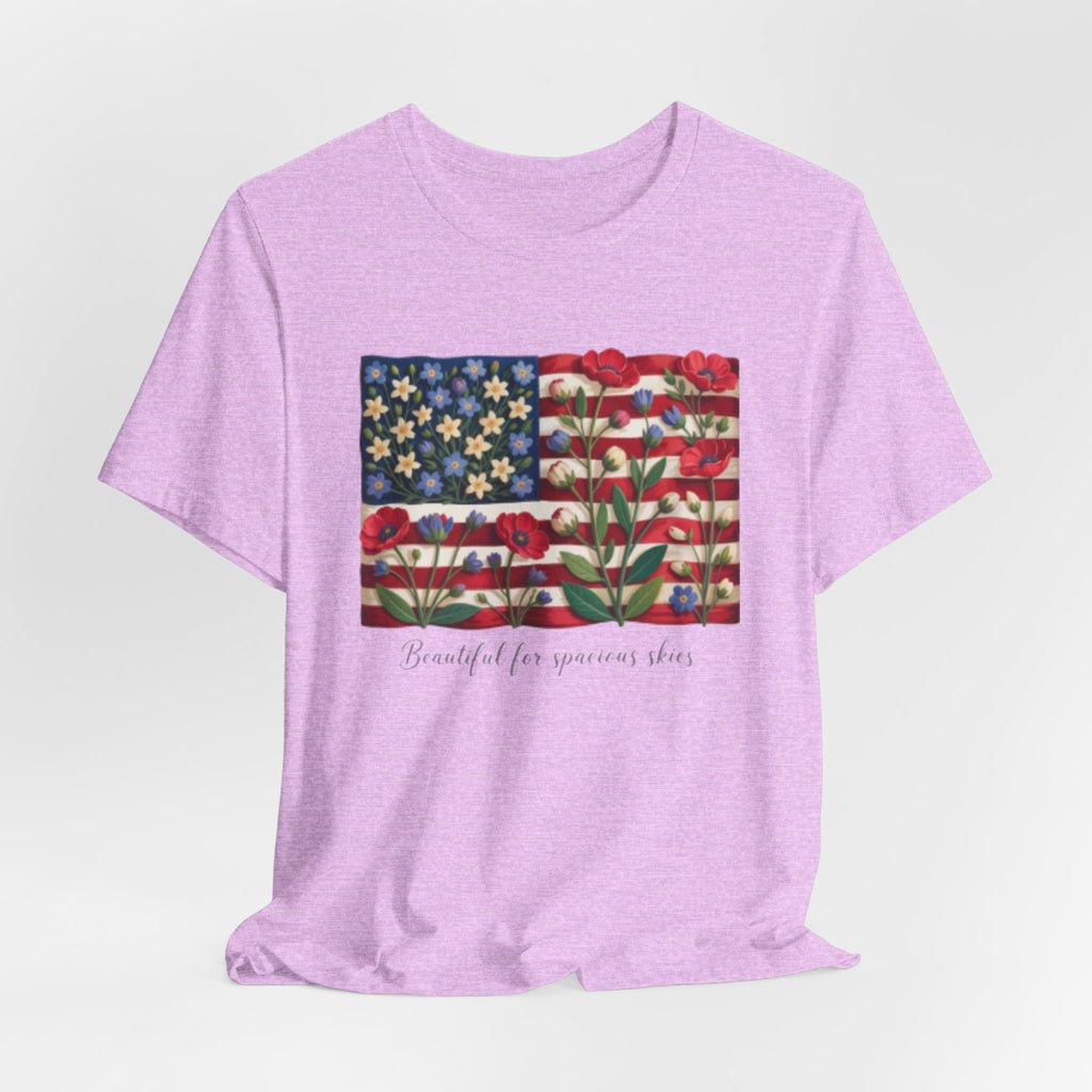 Patriotic Floral Flag T-Shirt — "Beautiful for Generations" Graphic Tee