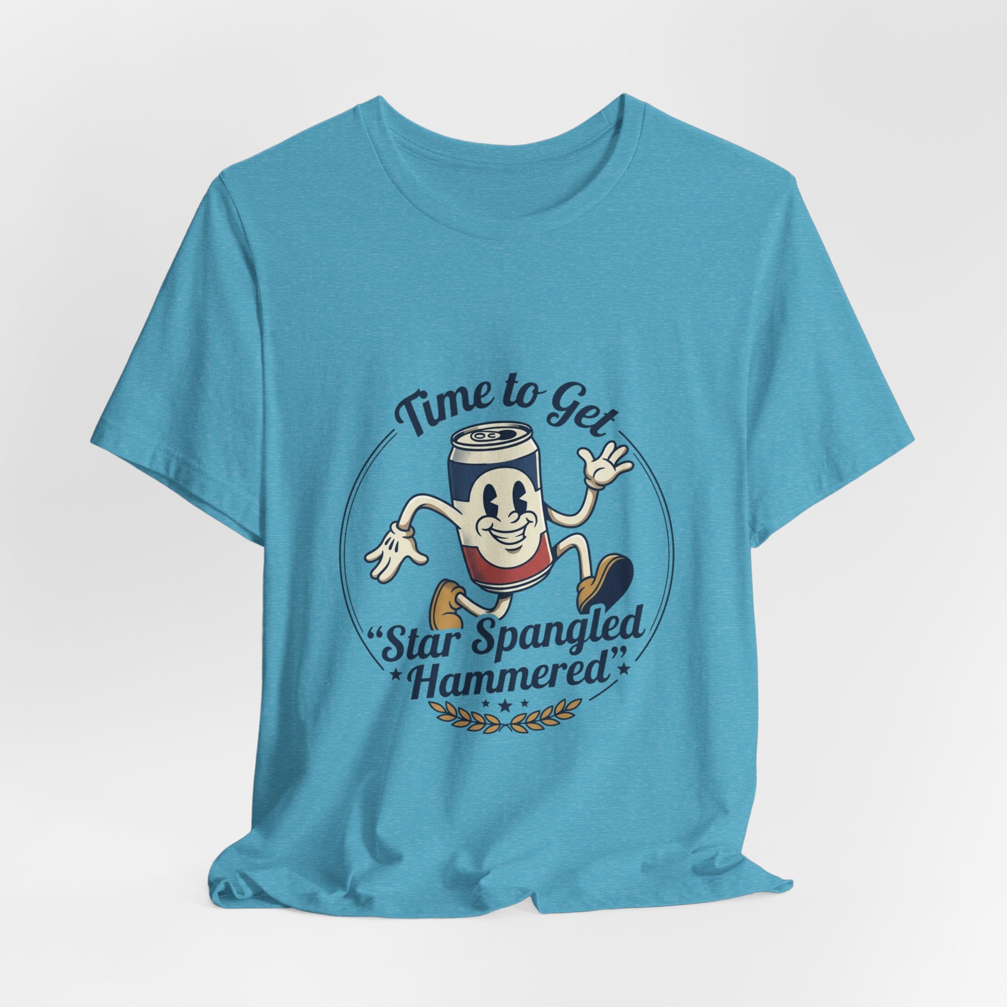Star Spangled Hammered Beer Can Patriotic Tee