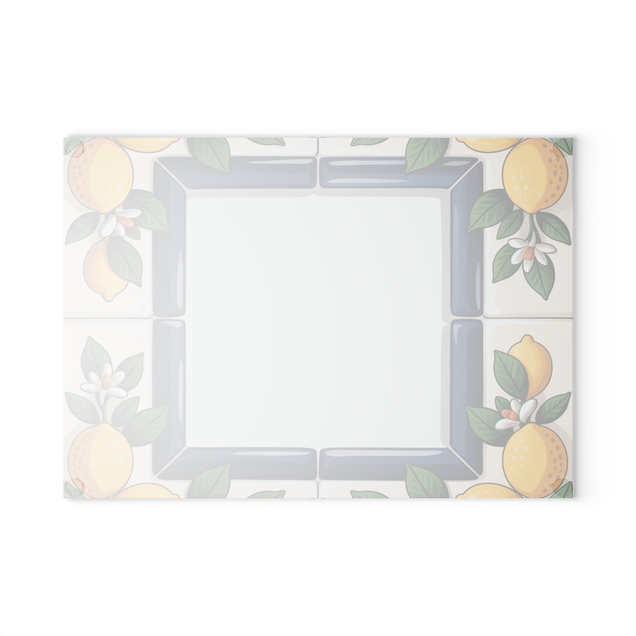 Lemon Tile Border Glass Cutting Board | Citrus Kitchen Decor