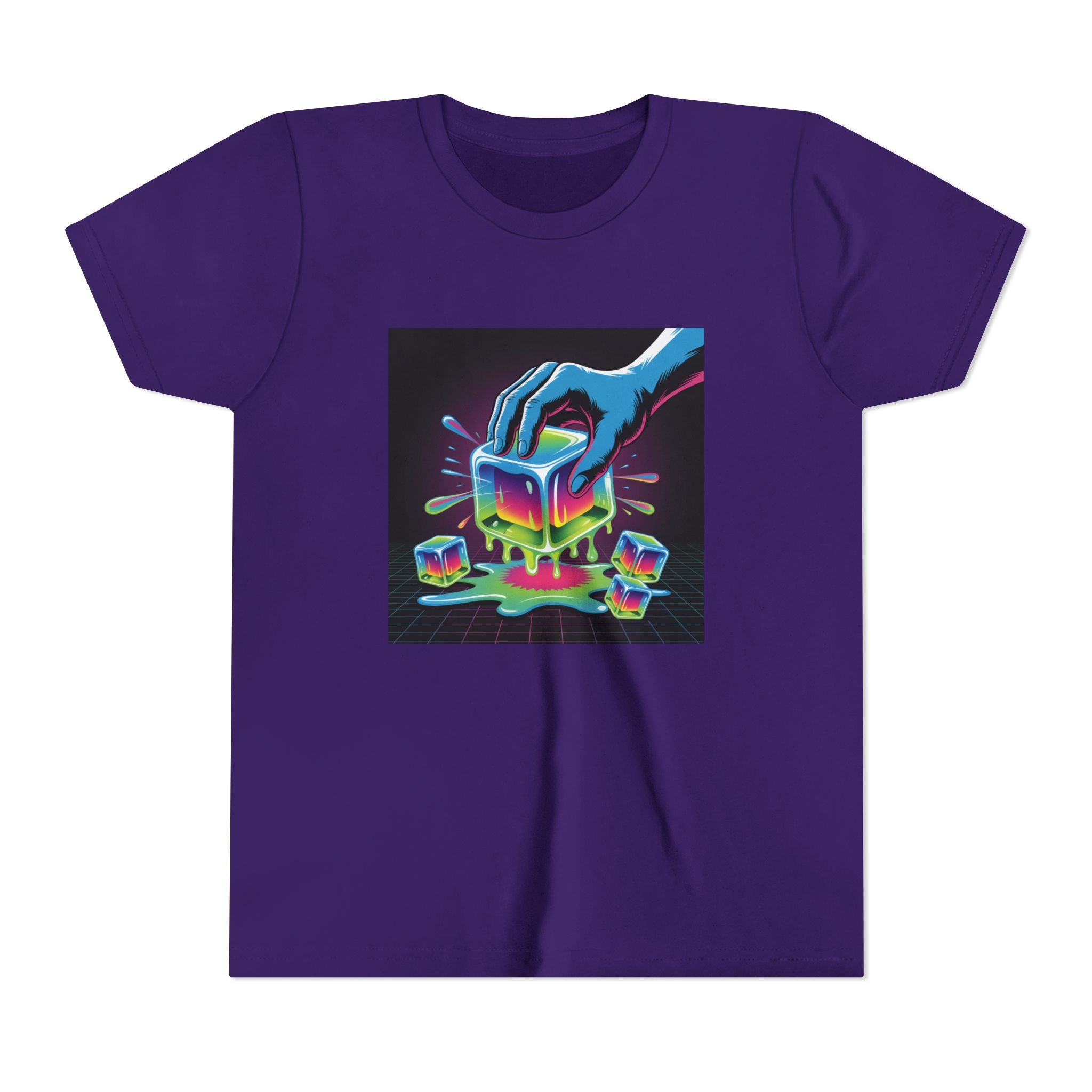 Youth Tee — Neon Melting Ice Cube Graphic