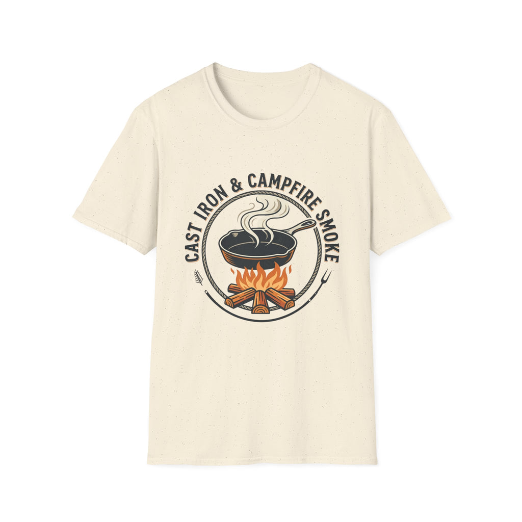 Cast Iron & Campfire Smoke Rustic Camping Tee