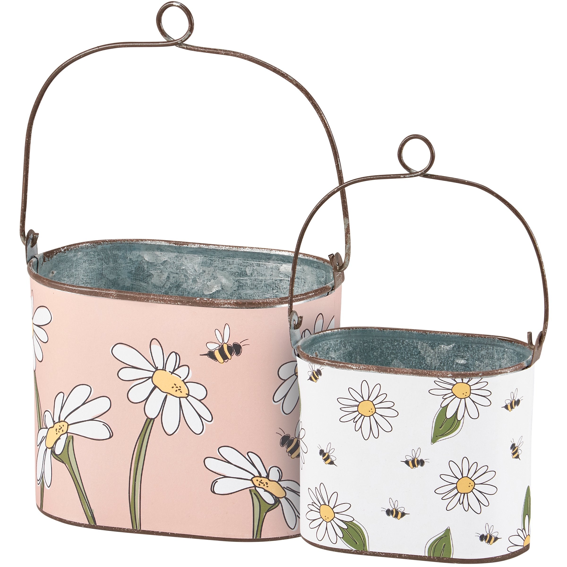 Daisy & Bee Metal Bucket (Large or Small)