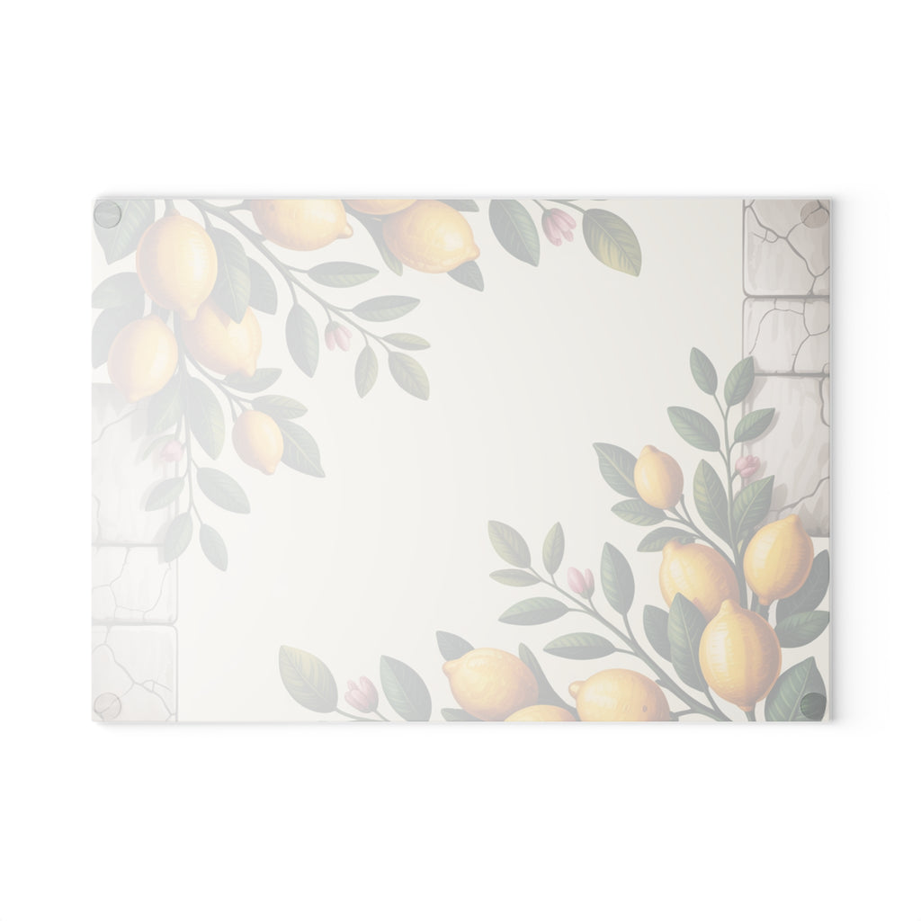 Lemon Branches Glass Cutting Board | Citrus Kitchen Decor