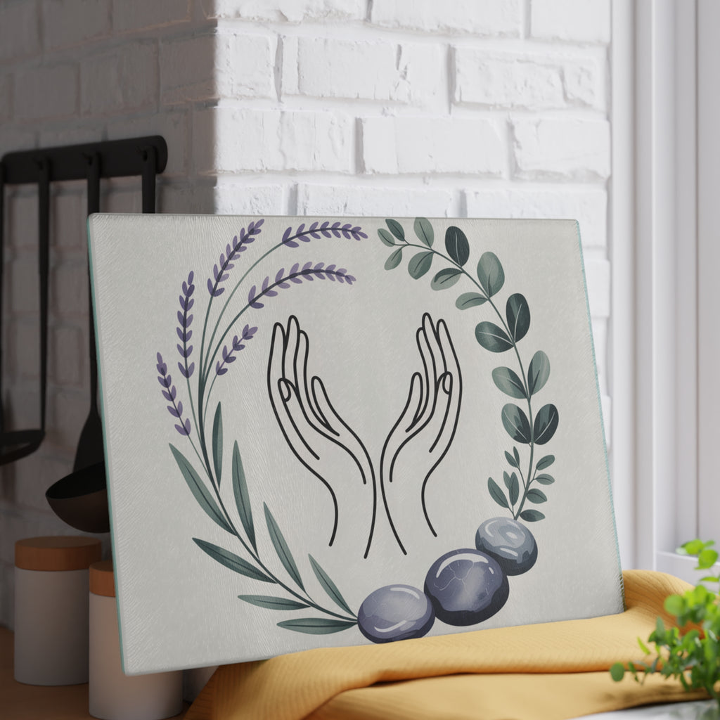 Massage Therapist Gift Glass Cutting Board LMT Spa Decor Counter Saver Hot Pad