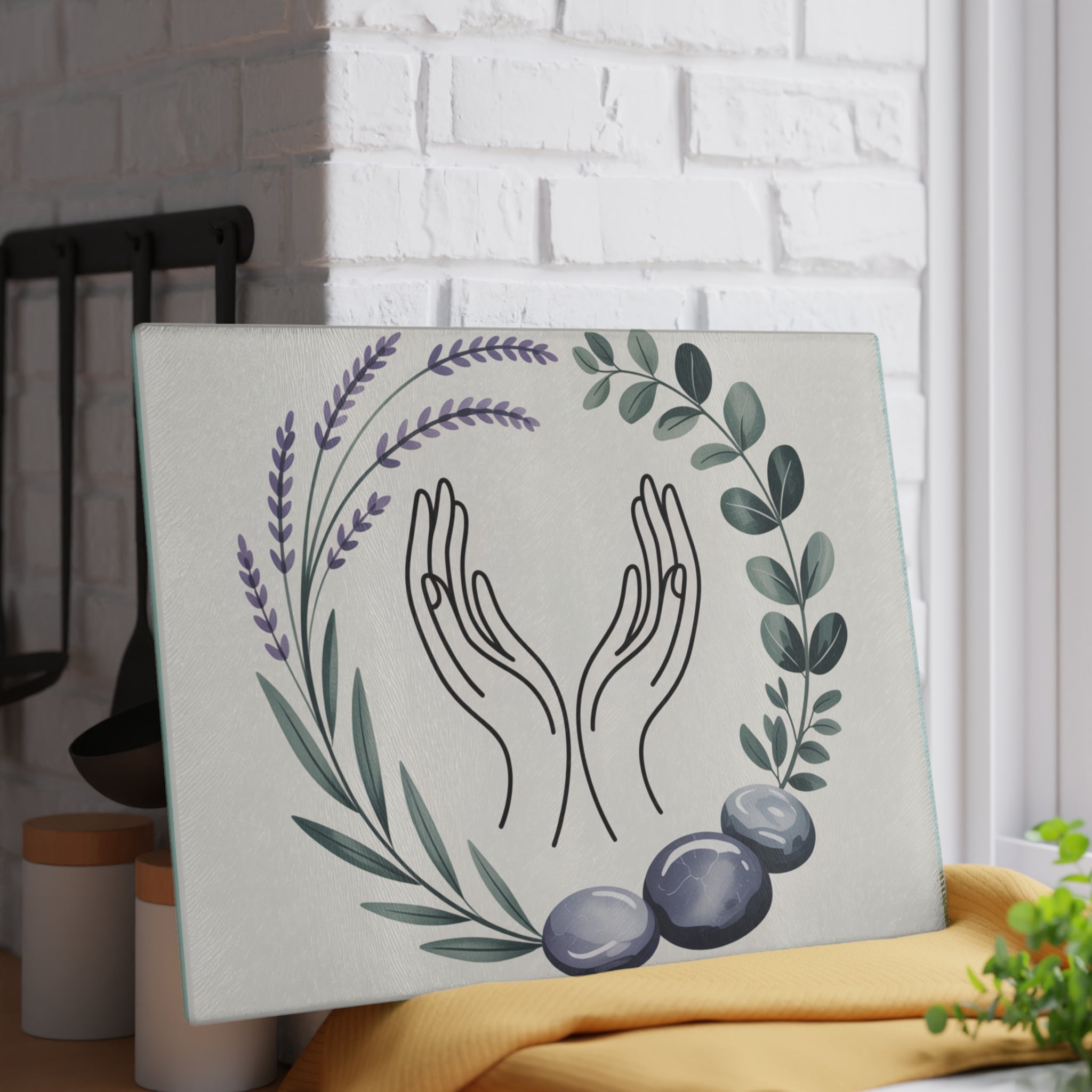 Massage Therapist Gift Glass Cutting Board LMT Spa Decor Counter Saver Hot Pad