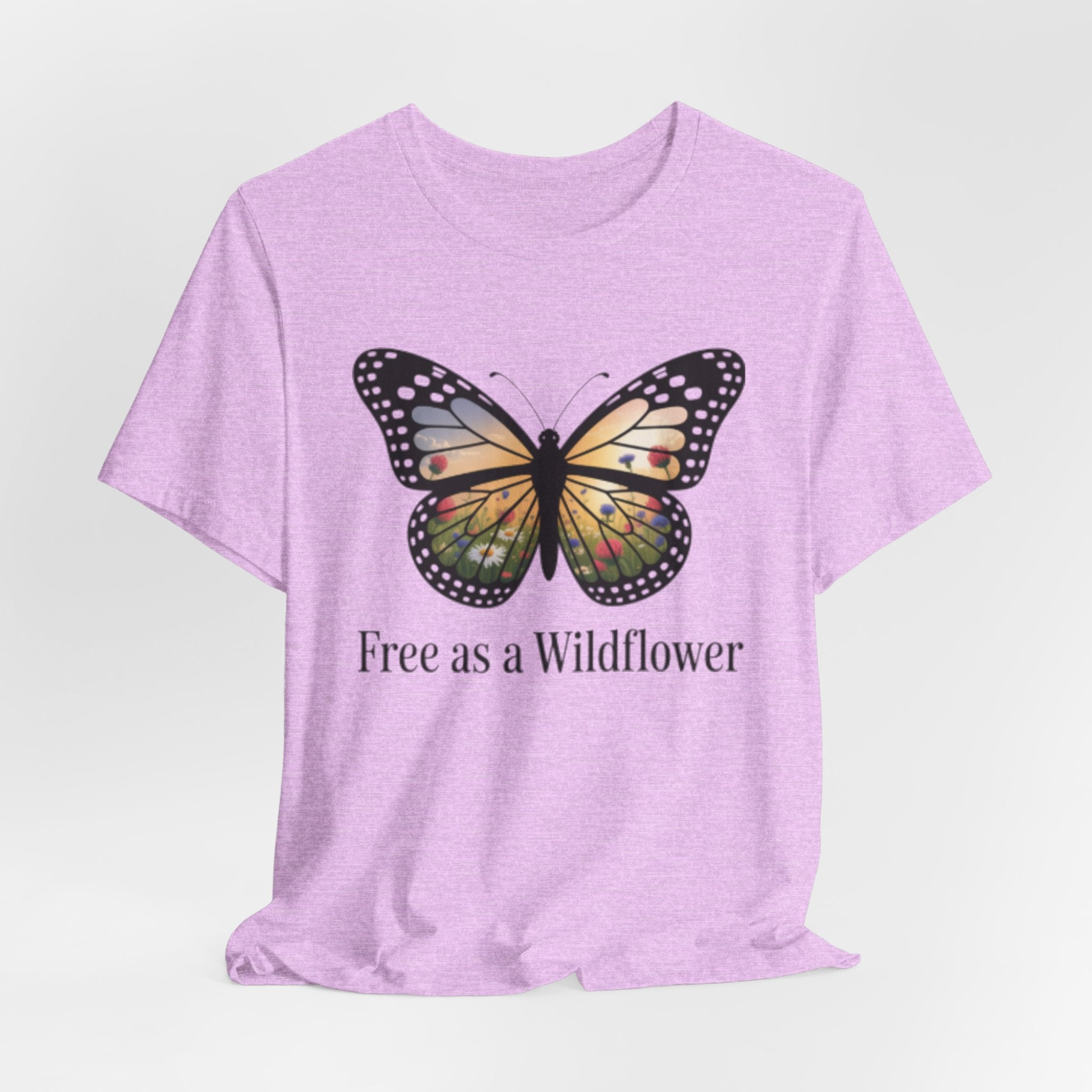 Butterfly “Free as a Wildflower” Tee — Floral Nature Graphic T-Shirt