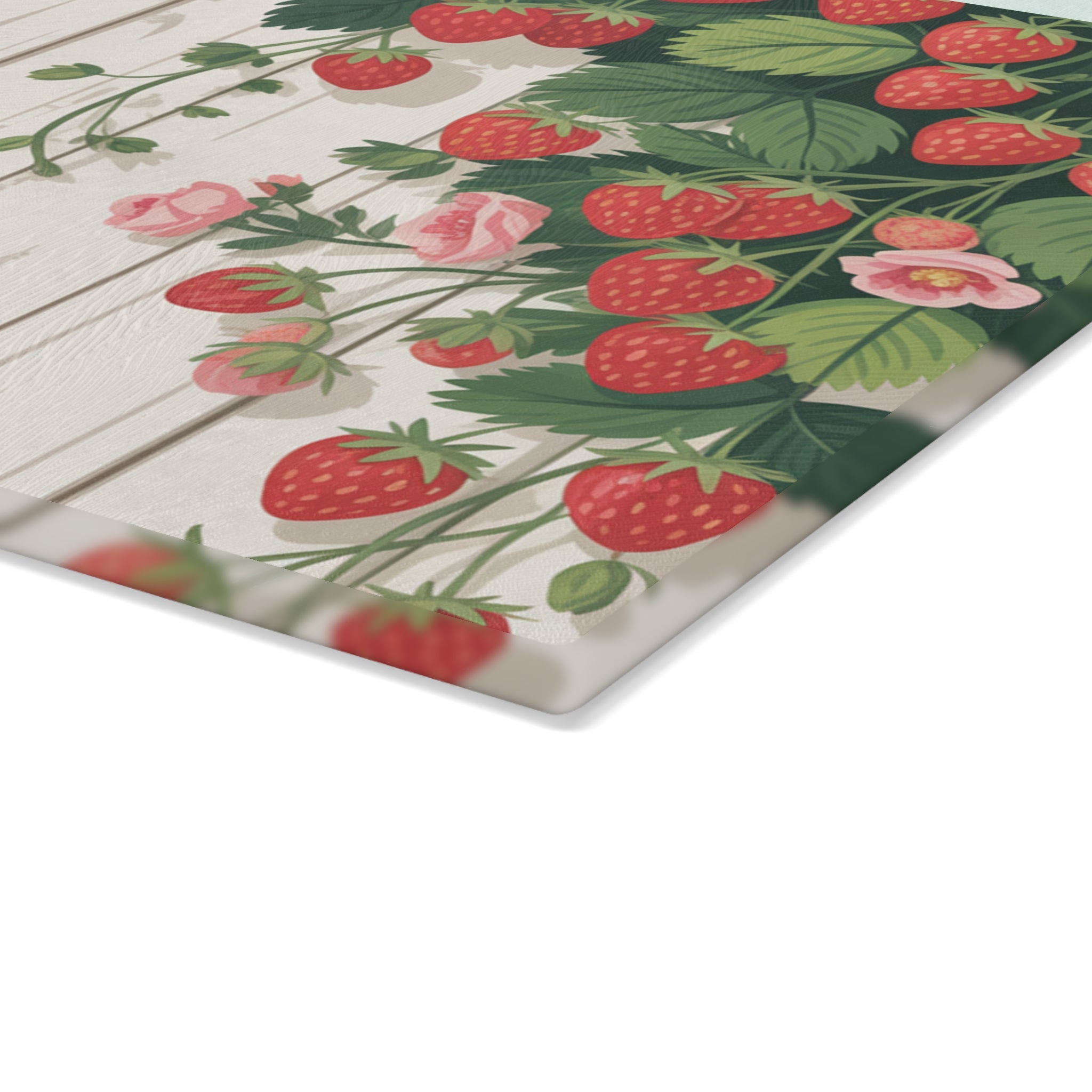 Strawberry Vine Glass Cutting Board | Rustic Farmhouse Kitchen