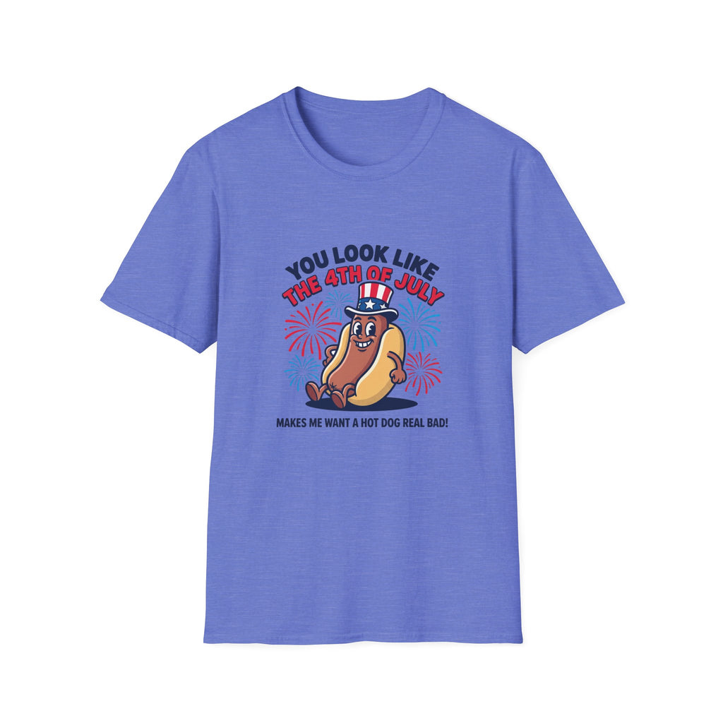 4th of July Hot Dog T-Shirt — "You Look Like The 4th of July" Patriotic BBQ Tee