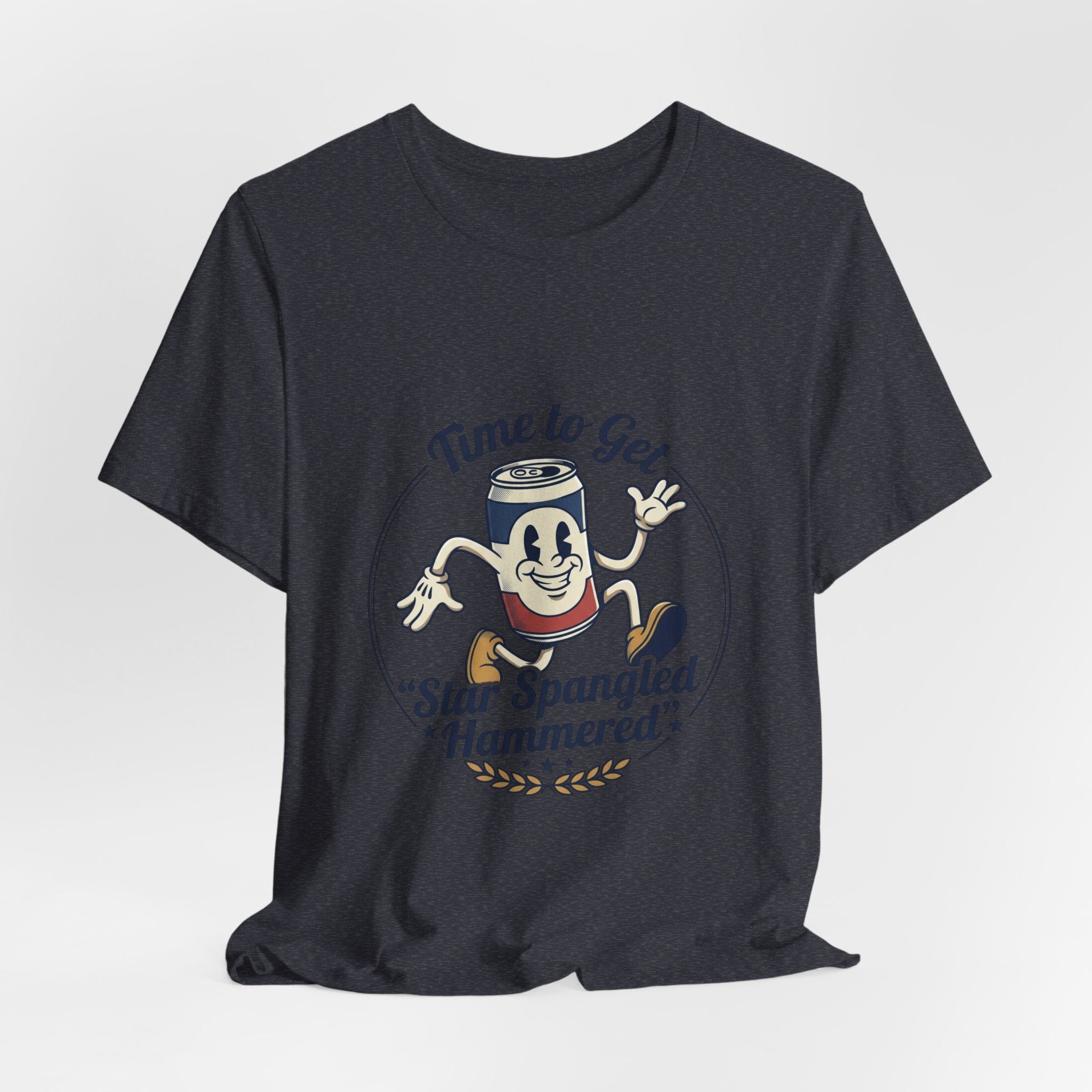 Star Spangled Hammered Beer Can Patriotic Tee