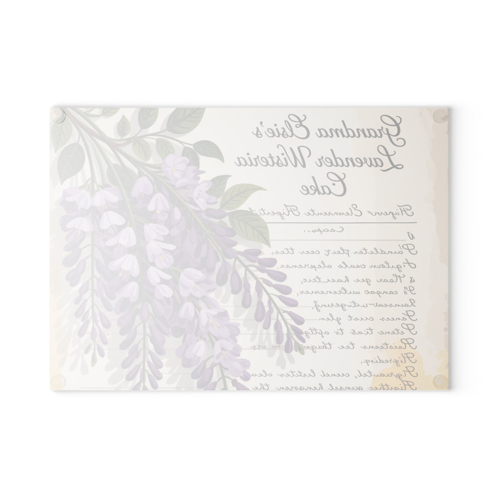 Lavender Wisteria Recipe Glass Cutting Board | Floral Kitchen Decor
