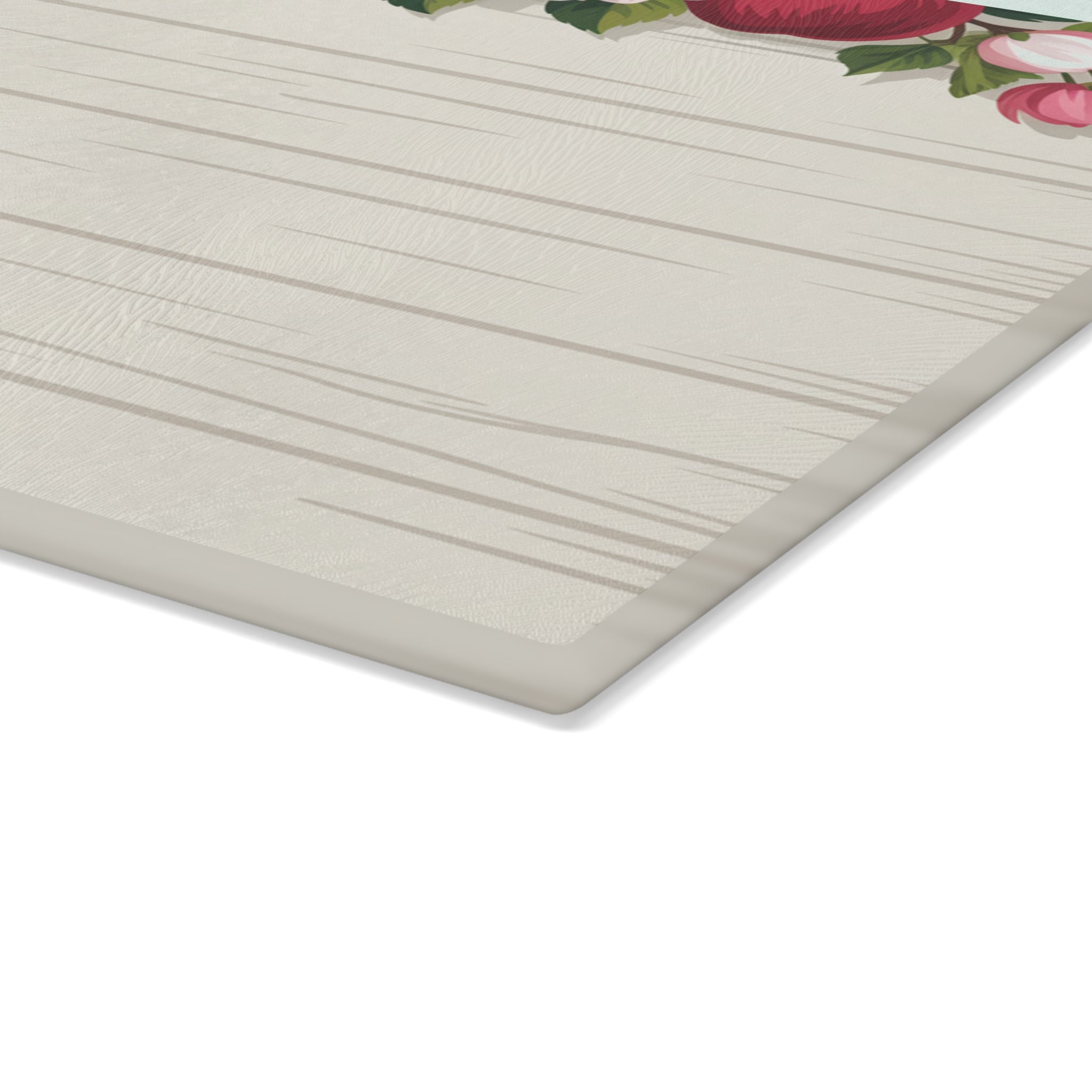 Apple Blossom Border Glass Cutting Board | Floral Kitchen Decor