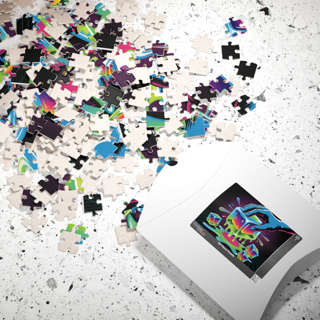 Neon Meltdown Puzzle — Vibrant Ice Cube Art Jigsaw (110–1014 pcs)