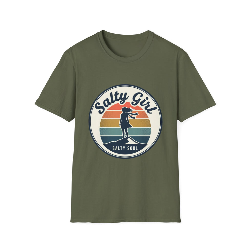 Salty Girl Retro Beach Sunset Graphic Tee