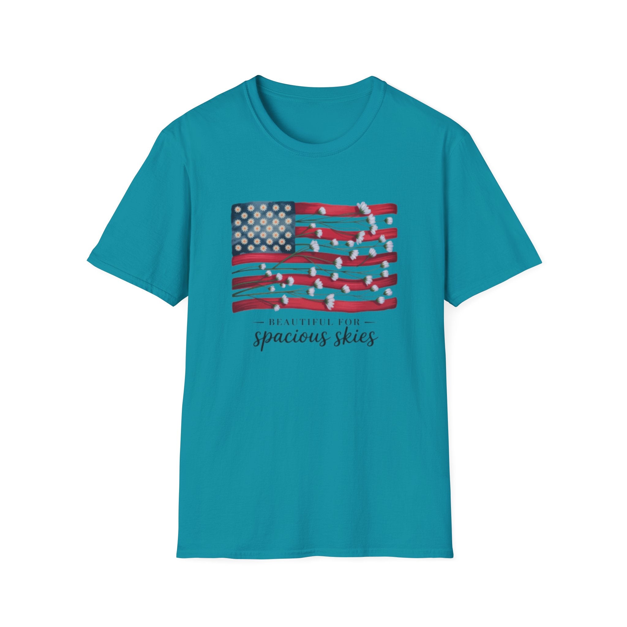 American Floral Flag  T-Shirt | patriotic, Beautiful Skies
