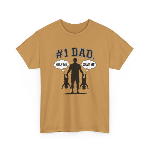 #1 Dad Silhouette T-Shirt | Funny Kids Hanging Help Me Save Me Tee