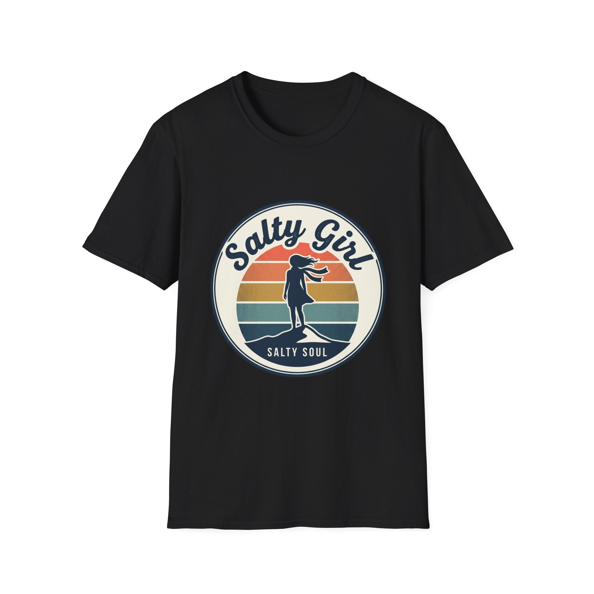 Salty Girl Retro Beach Sunset Graphic Tee