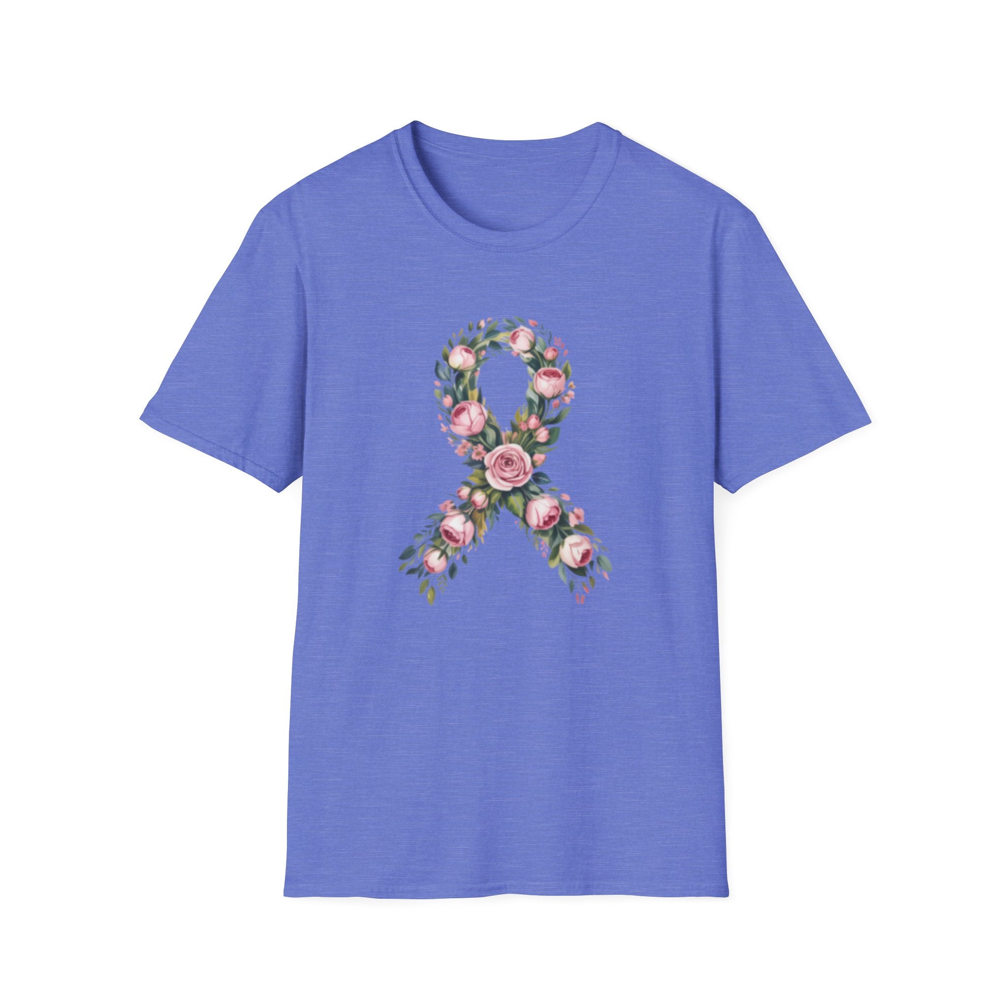 Floral Awareness Ribbon T-Shirt — Pink Rose Breast Cancer Support Tee