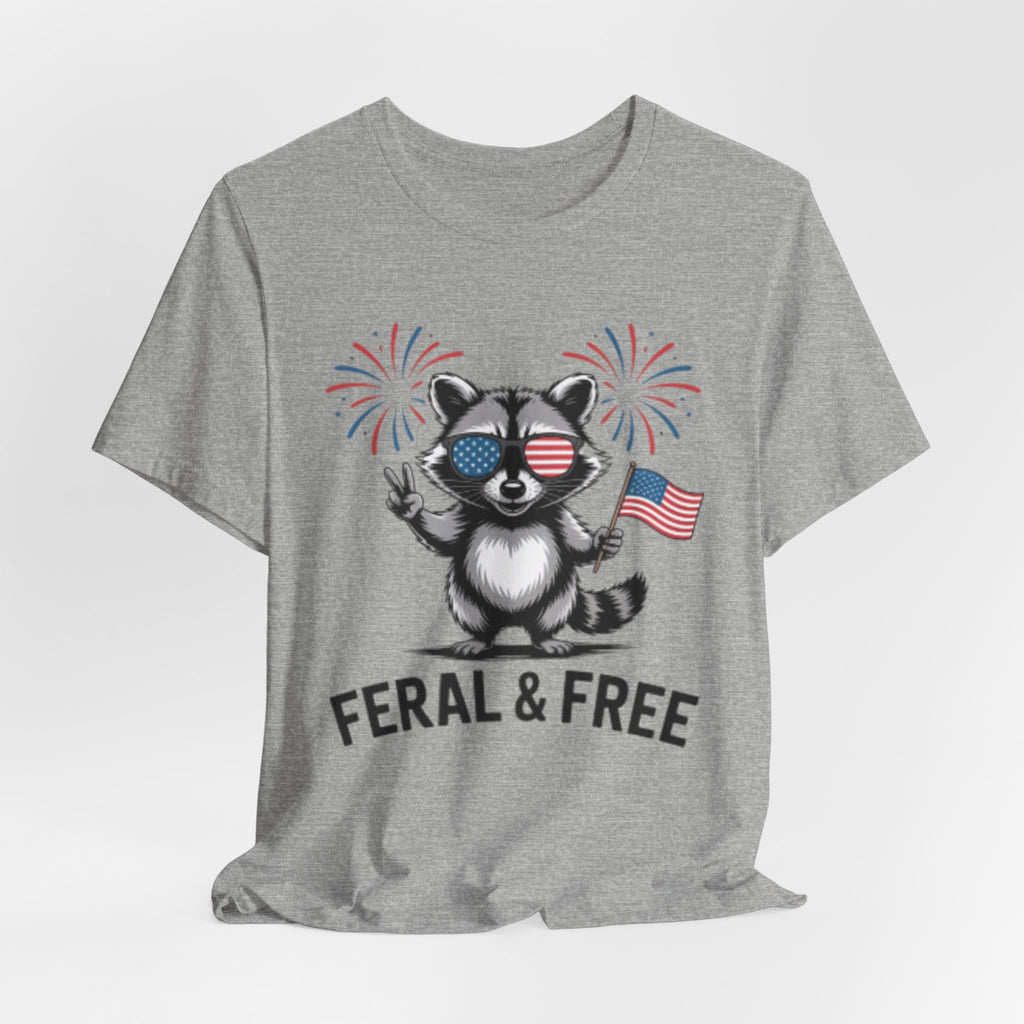 Feral & Free Patriotic Raccoon 4th of July Tee