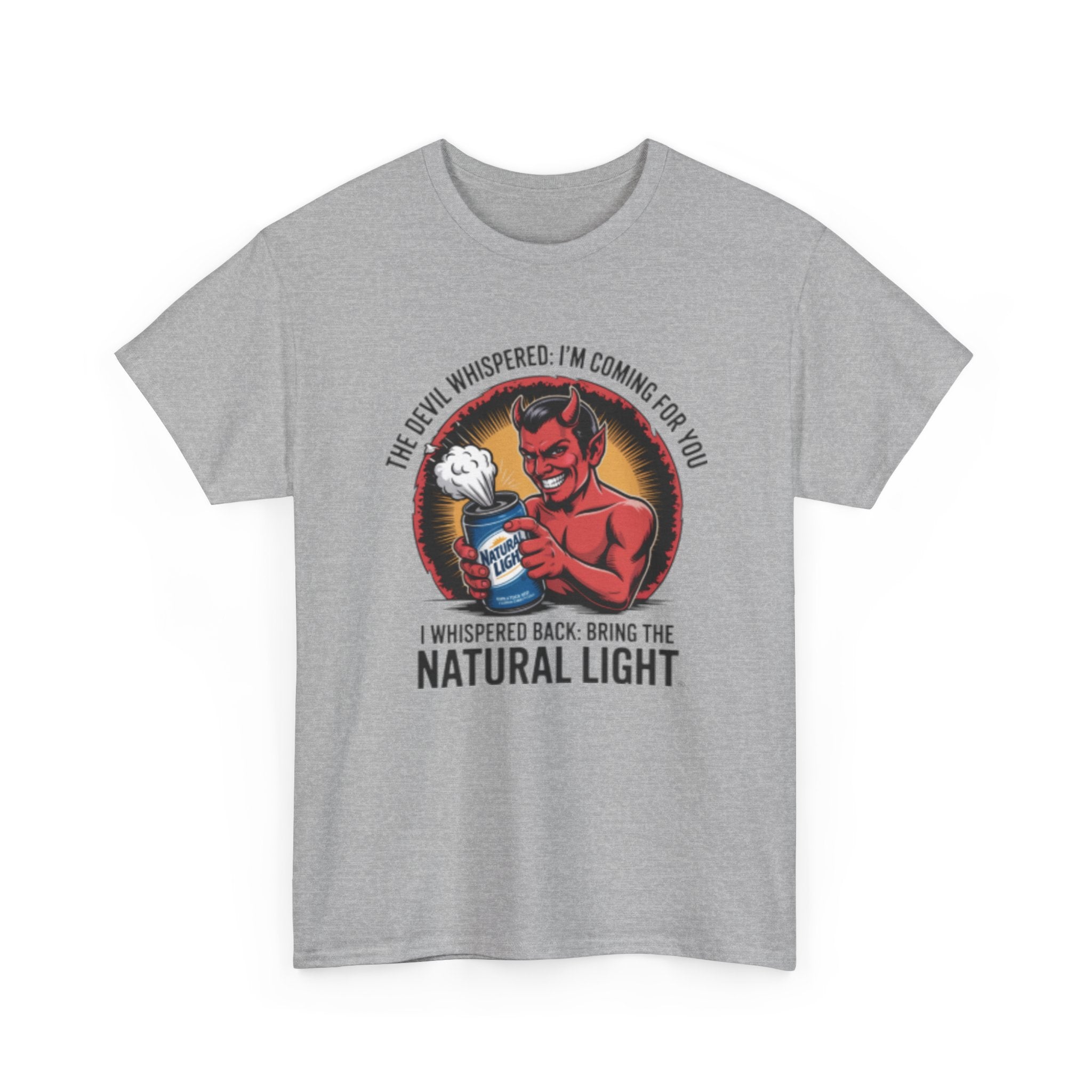Devil Holding Beer Can, Natty Natural Light Beer T-Shirt | Natural Light Beer