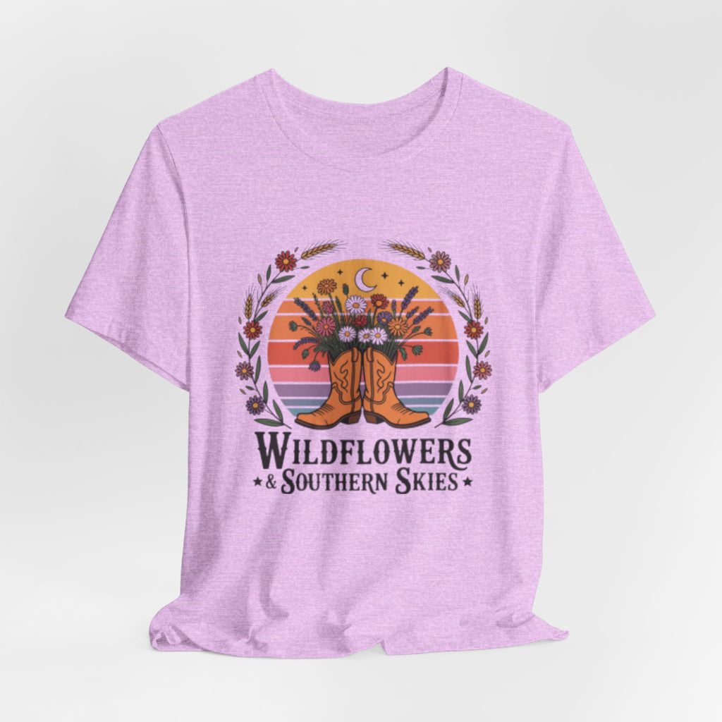 Wildflowers & Southern Skies Cowboy Boots Floral Tee