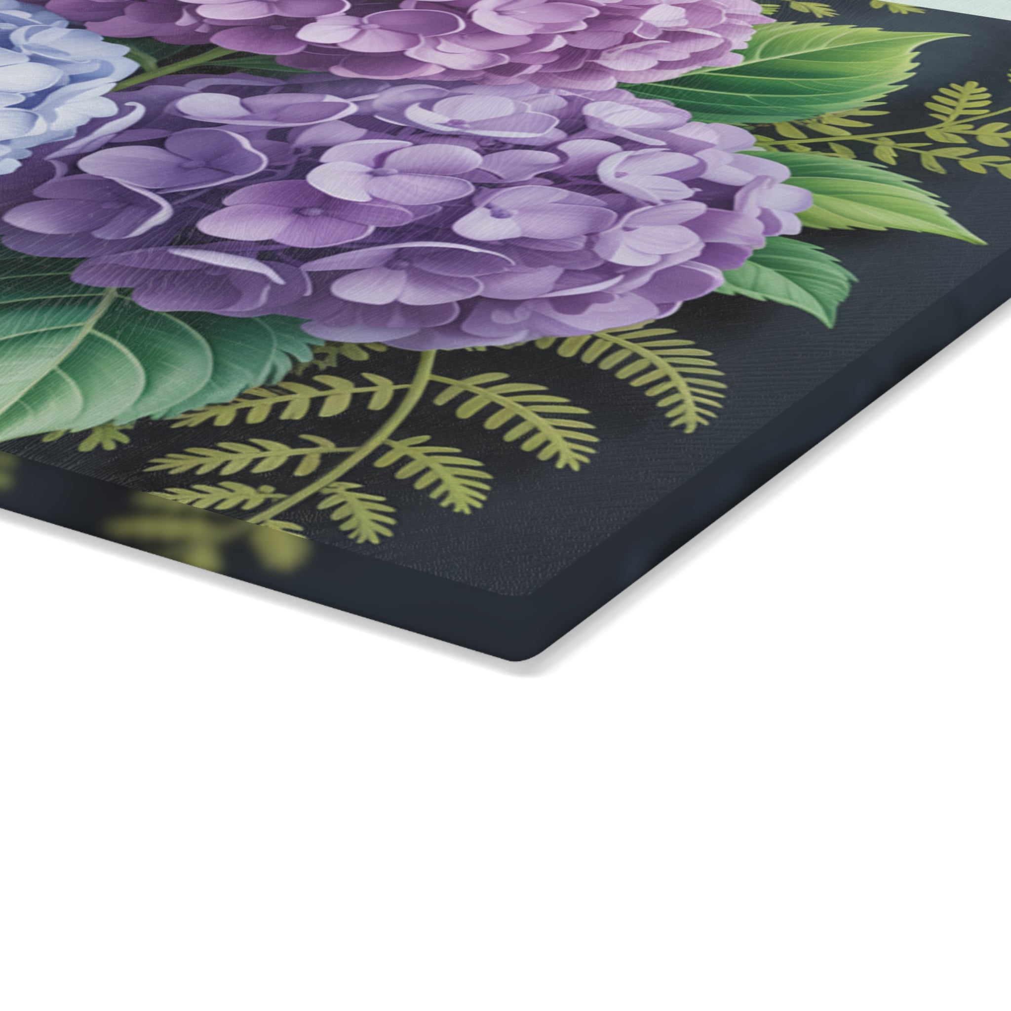 Hydrangea Bouquet Glass Cutting Board | Floral Kitchen Decor