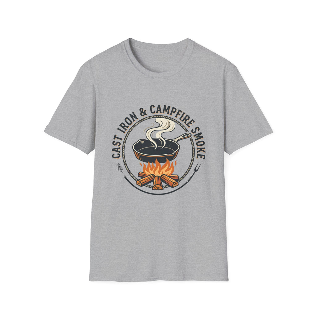 Cast Iron & Campfire Smoke Rustic Camping Tee