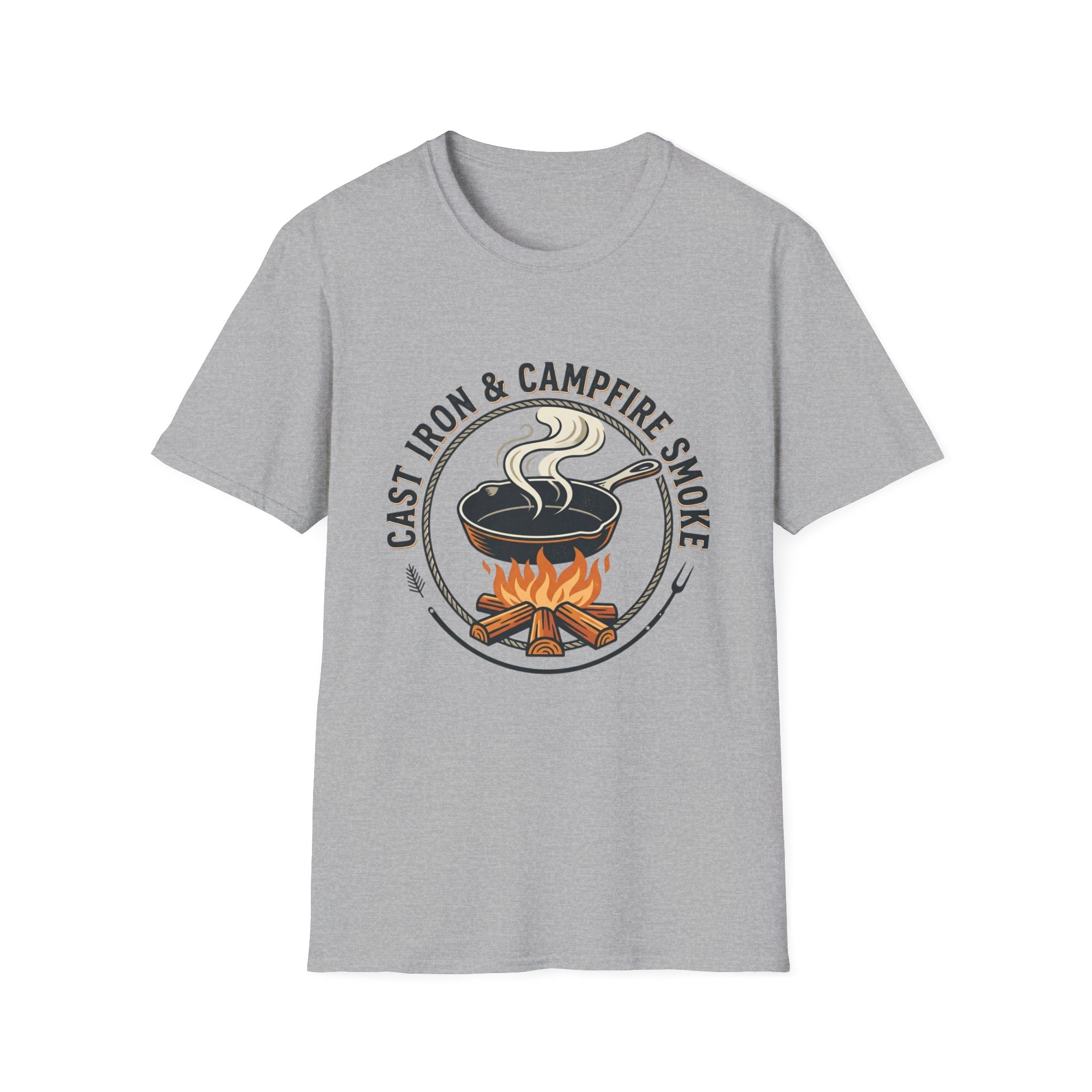 Cast Iron & Campfire Smoke Rustic Camping Tee