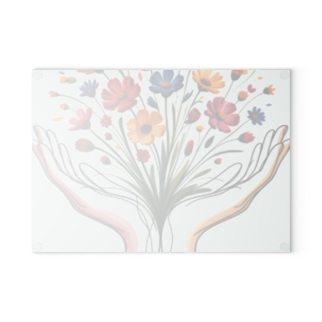 Occupational Therapist Gift Glass Cutting Board Line Art OT Flower Counter Saver