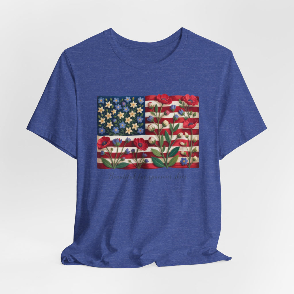 Patriotic Floral Flag T-Shirt — "Beautiful for Generations" Graphic Tee
