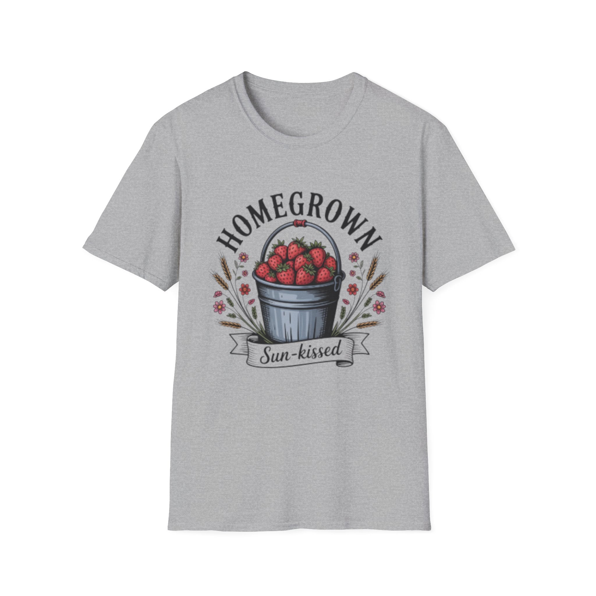 Homegrown Strawberries T-Shirt | Bucket of Strawberries, Sun-Kissed
