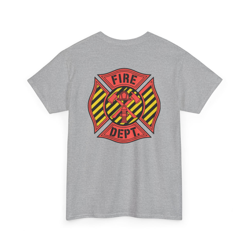 Fire Dept Maltese Cross T-Shirt — Firefighter Tee with Back Graphic